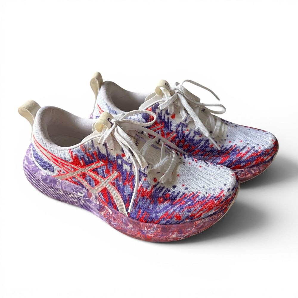 ASICS Women's Noosa Tri 16 Printed Running Shoes Sneakers White / Edo Purple 7